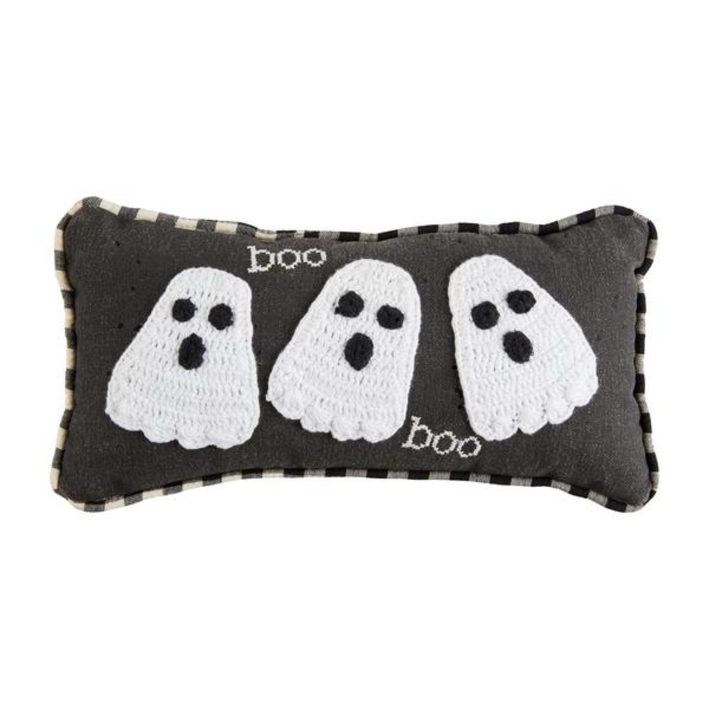 MUD PIE NWT boo ghost mini pillow -black/white -6x12